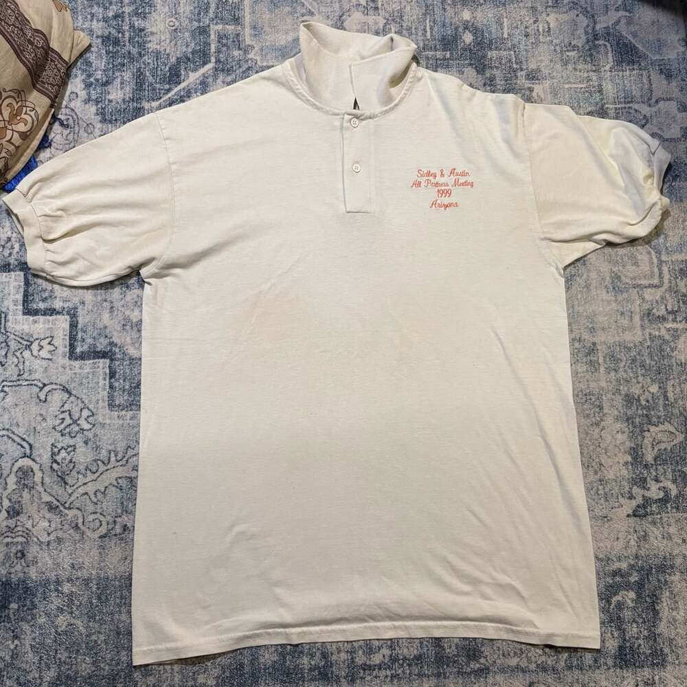 Anvil Vintage 1999 Sidely & Austin Polo Size L White
